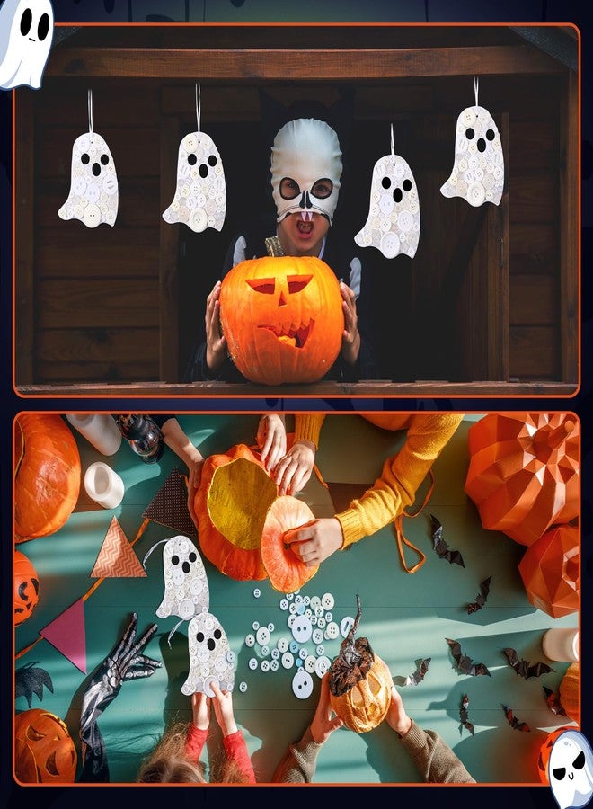 CraftyDream 12 Set Halloween Ghost Craft Kit Buttons Boo Halloween Ornament Craft Hanging Decoration for Horror Theme Party Favor DIY Home Activities - Image 5